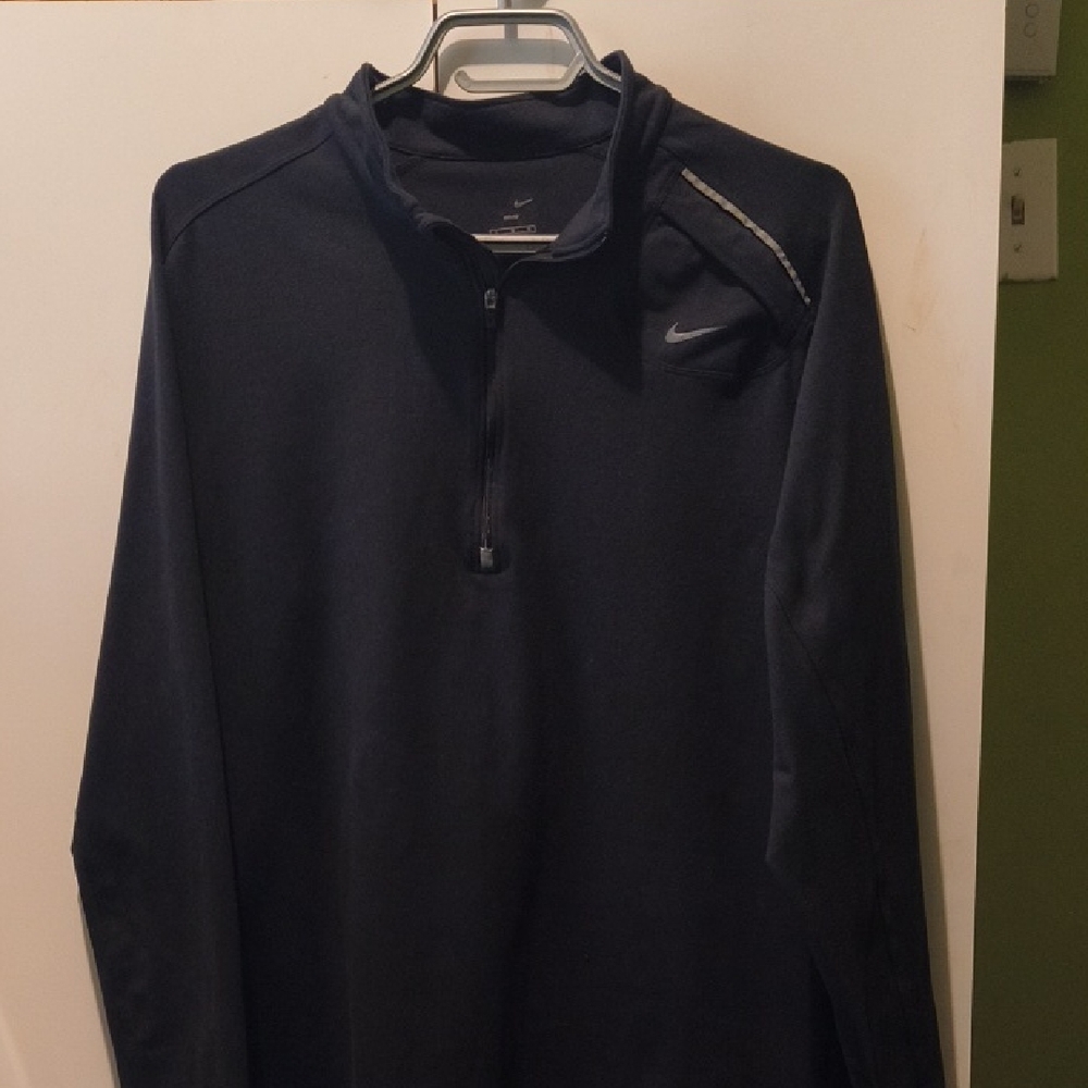 Nike - Black Dri Fit Quarter Zip Sweater Men's Large
